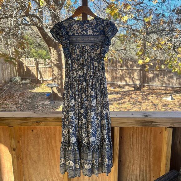 Veronica Beard Tinzia Floral Button Front Midi Dress Steel Blue Size S - Picture 4 of 10